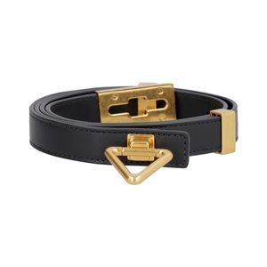 Bottega Veneta Point Lock Black Leather Belt